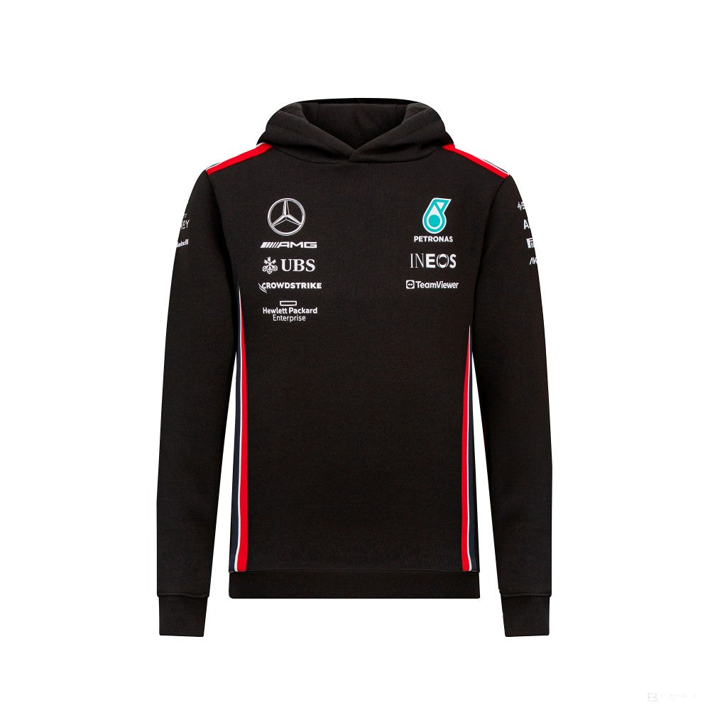 Mercedes kapucnis pulóver, csapat, gyerek, fekete, 2023