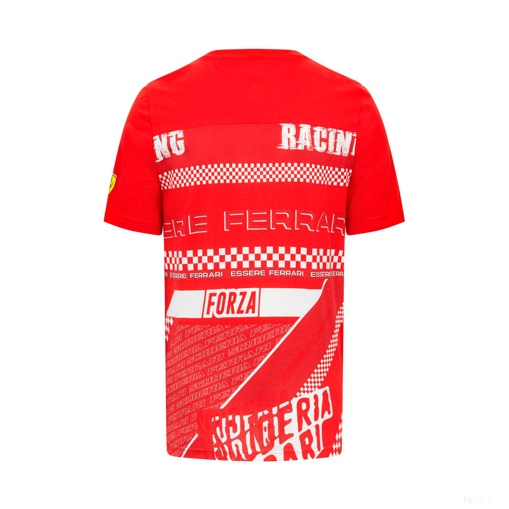 Ferrari T-Shirt mit Rundhalsausschnitt, Grafik, rot