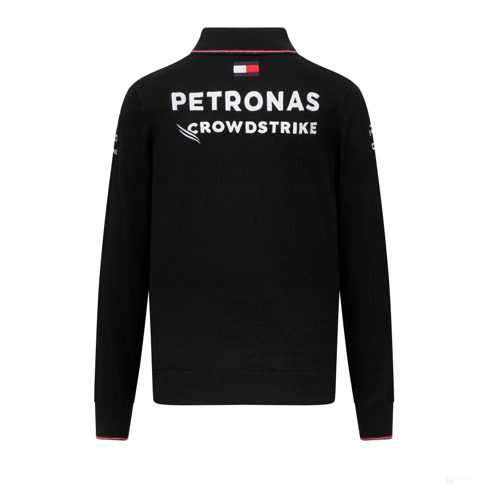 Mercedes hosszú ujjú galléros póló, knitted, csapat, fekete, 2023