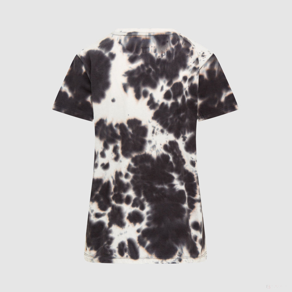 Mercedes környakú póló, tie dye, női, szürke