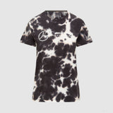 Mercedes környakú póló, tie dye, női, szürke
