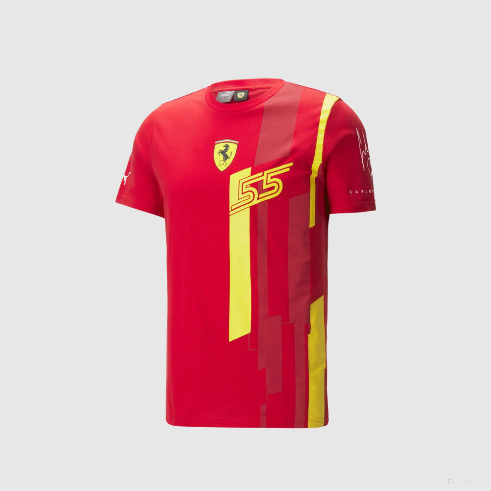 Ferrari Rundhals-T-Shirt, Carlos Sainz LK, rot, 2023