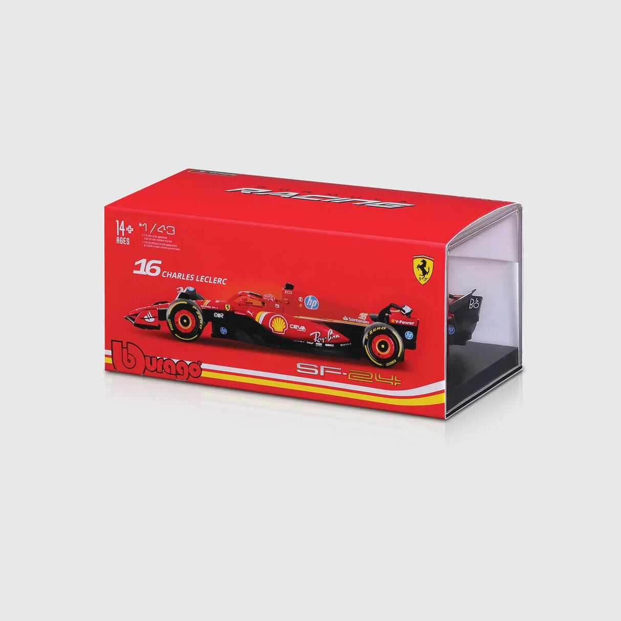 Ferrari SF-24 Akril Doboz - Charles Leclerc Modellautó, Piros, Bburago