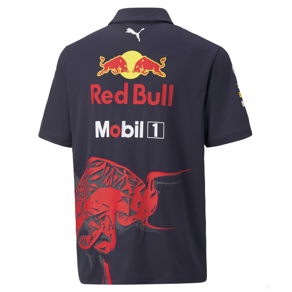 Puma Red Bull Team Collared Kinder T-Shirt, Blau, 2022