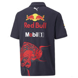 Puma Red Bull Team Collared Kinder T-Shirt, Blau, 2022