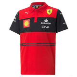Puma Ferrari Kids' Collared T-Shirt, Red, 2022