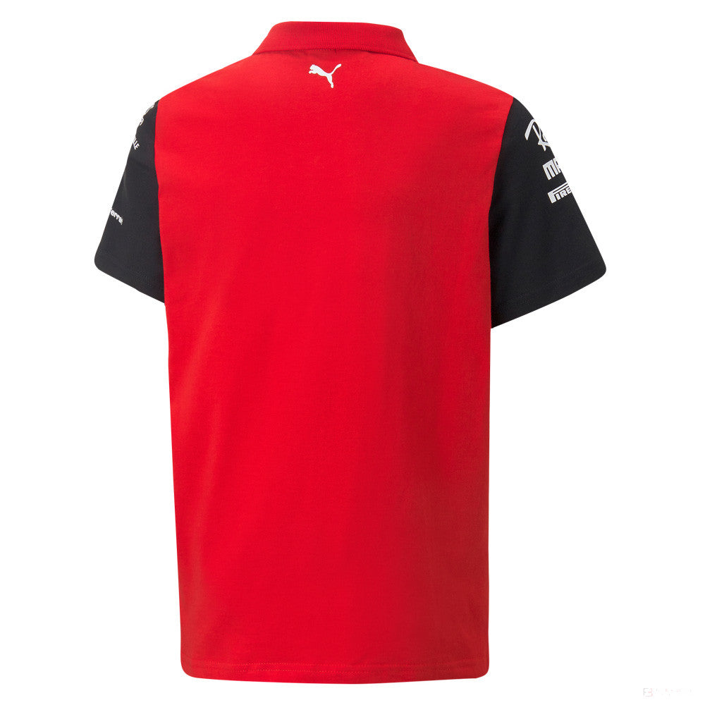 Puma Ferrari Kids' Collared T-Shirt, Red, 2022