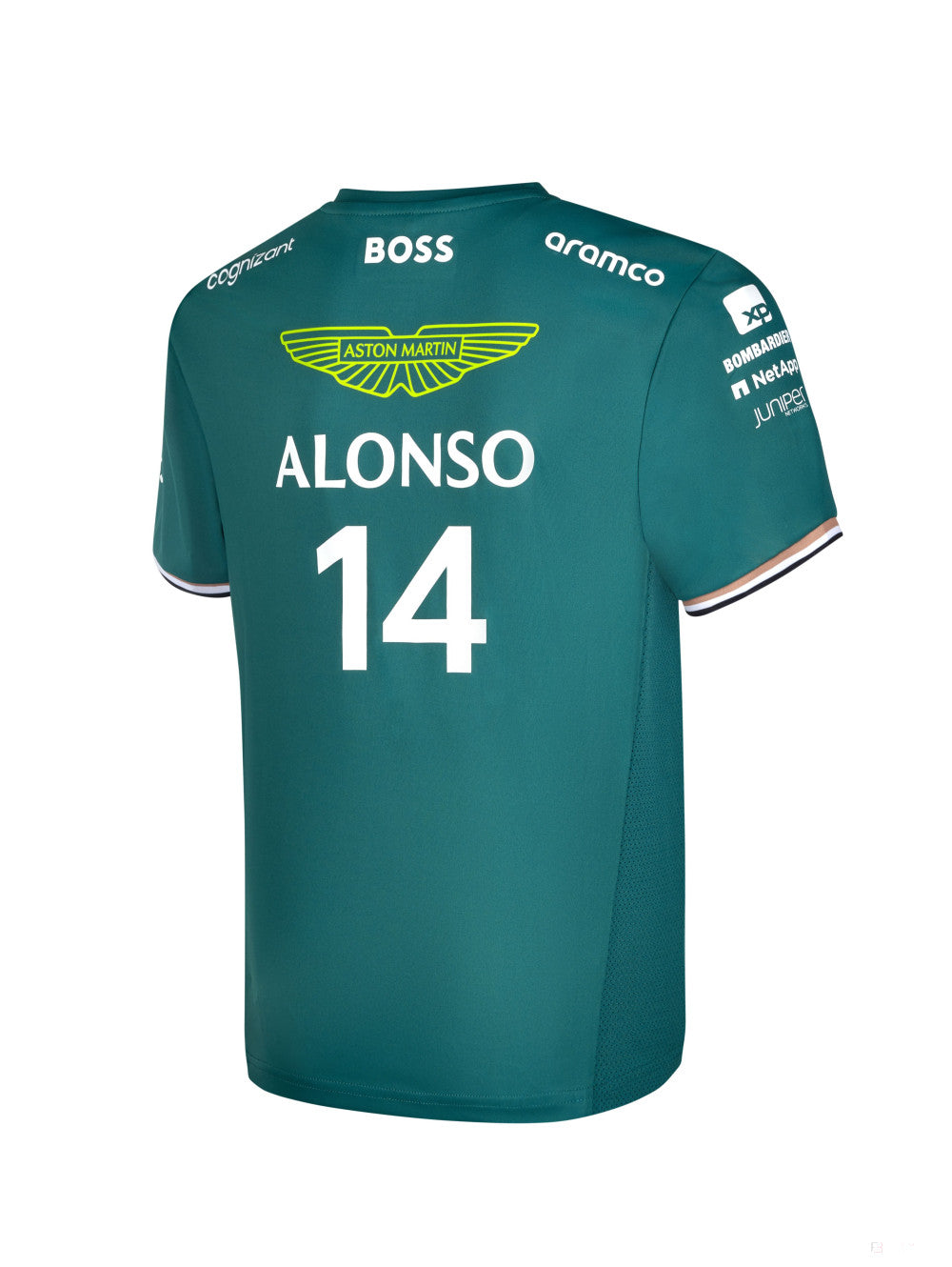 Aston Martin Rundhals-T-Shirt, Fernando Alonso, Kinder, grün, 2023