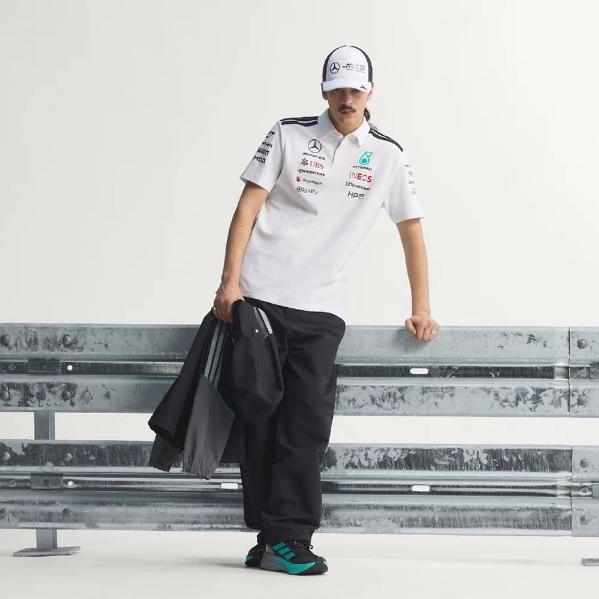 Mercedes póló, csapat, mérnökök, adidas, fehér, 2026