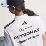 Mercedes póló, csapat, mérnökök, adidas, fehér, 2026