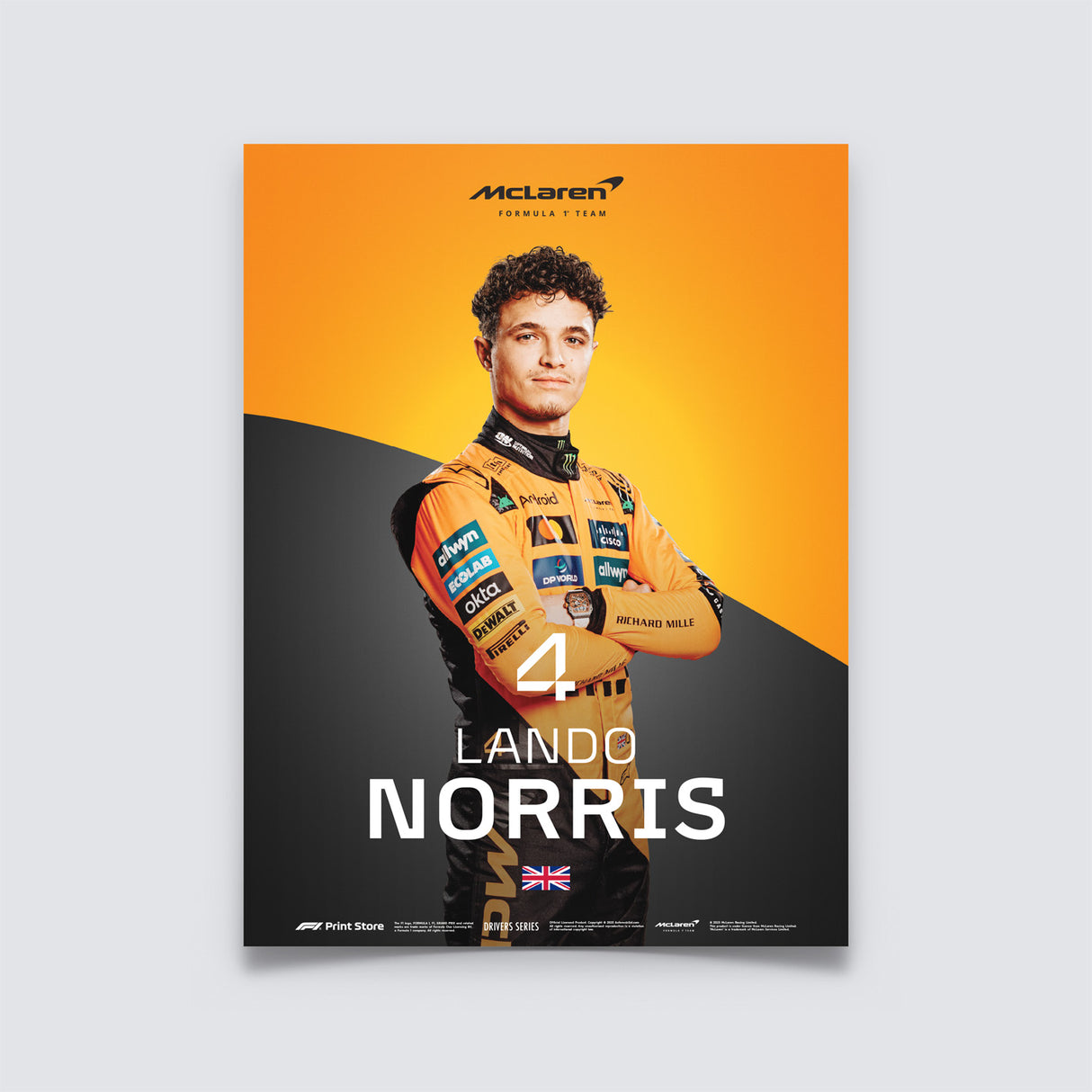 F1 Print – Lando Norris poszter (A3 méret)