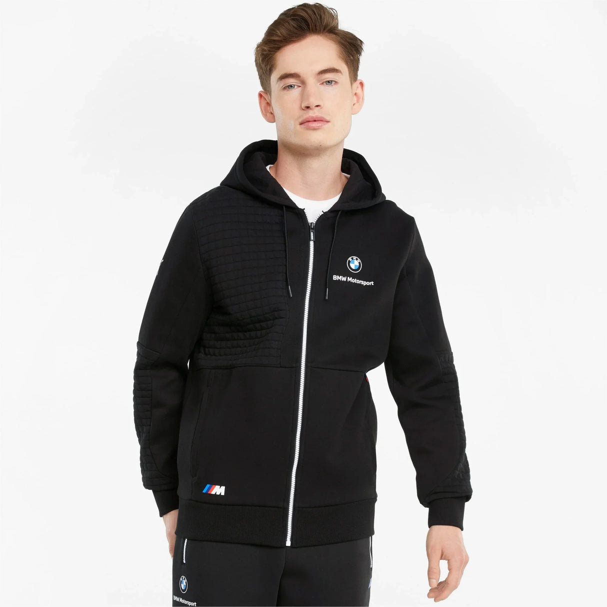 BMW hoodie, Puma BMW MMS full zip, black, 2021