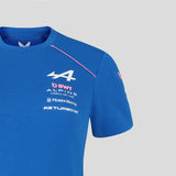 Kék póló, BWT és Alpine logókkal az elülső részen.