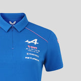 Kék női póló, Alpine és BWT logóval elöl.