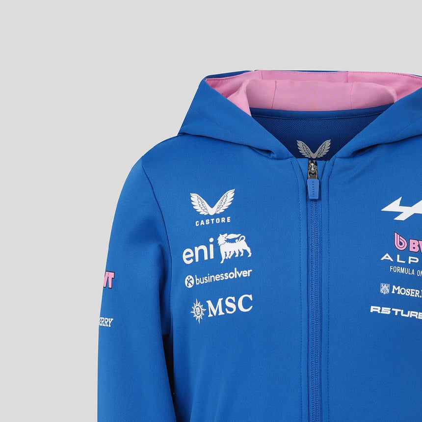 Alpine kapucnis pulóver, teljes cipzáras, csapat, gyerek, kék