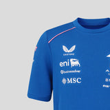 Kék Alpine póló, elöl Castore, eni és MSC logókkal.