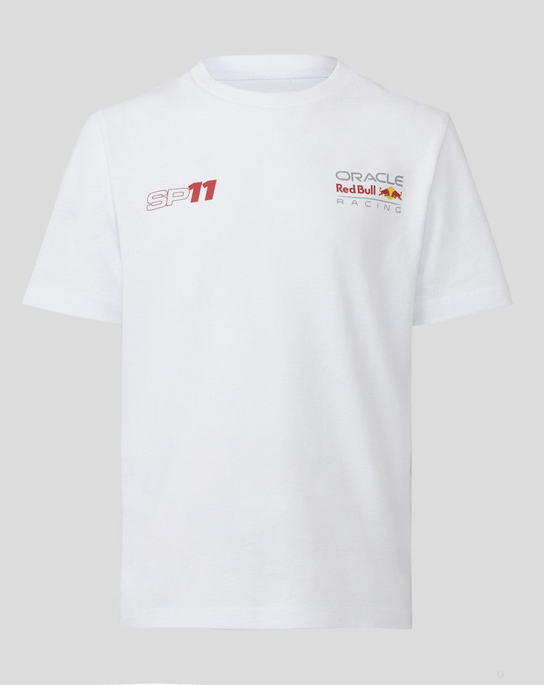 Red Bull Racing Rundhals-T-Shirt, Sergio Pérez, OP4, Kinder, weiß