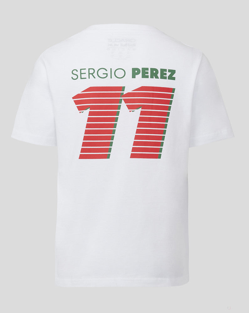 Red Bull Racing Rundhals-T-Shirt, Sergio Pérez, OP4, Kinder, weiß