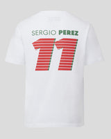 Red Bull Racing Rundhals-T-Shirt, Sergio Pérez, OP4, Kinder, weiß