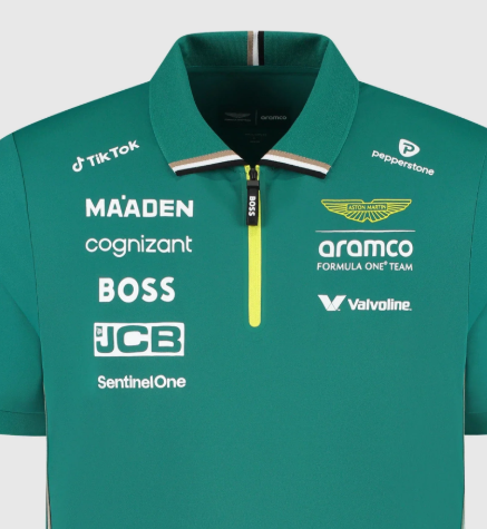 Aston Martin AMF1, Team, T-Shirt mit Kragen, Grün 🔥