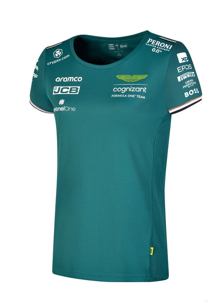 Aston Martin környakú póló, csapat, női, zöld, 2023 - FansBRANDS®