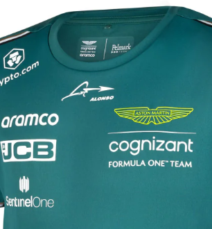 Aston Martin Rundhals-T-Shirt, Fernando Alonso, Kinder, grün, 2023