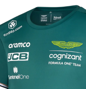 Aston Martin Rundhals-T-Shirt, Team, Kindergrün, 2023