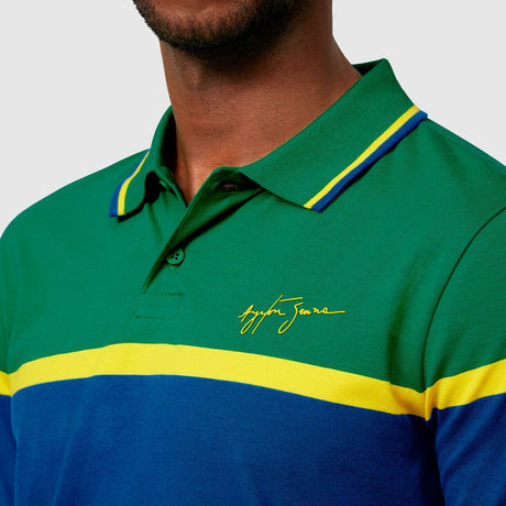 Ayrton Senna Stripe Galléros Póló - FansBRANDS®