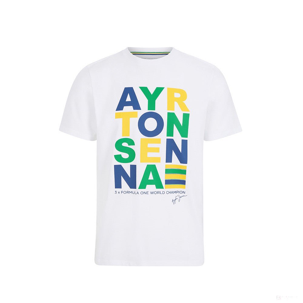 Ayrton Senna Stripe Graphic Környakú Póló - FansBRANDS®