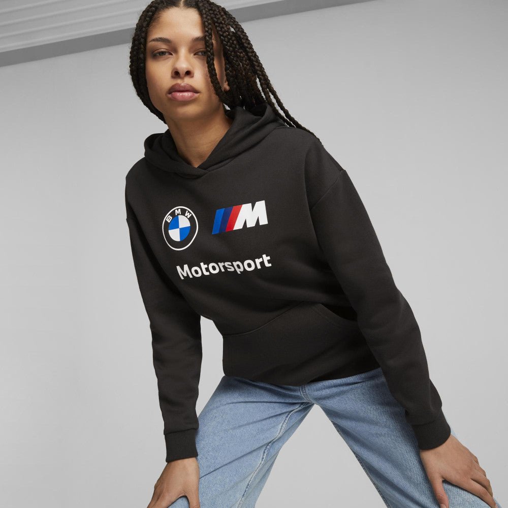 BMW MMS kapucnis pulóver, Puma, ESS, női, gyapjú, fekete - FansBRANDS®