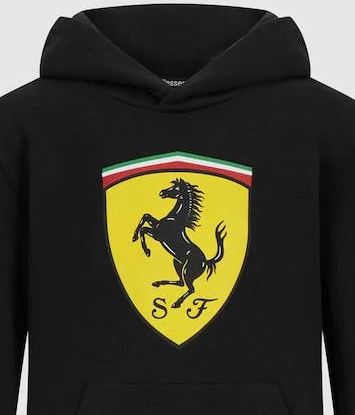 Ferrari kapucnis pulóver, pajzsos, fekete