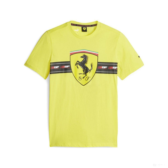 Ferrari környakú póló, Big shield, heritage, sárga - FansBRANDS® - HU