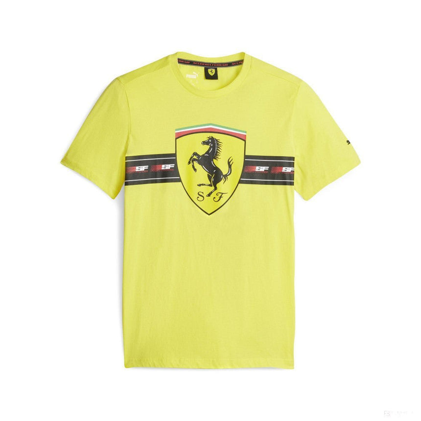 Ferrari környakú póló, Big shield, heritage, sárga - FansBRANDS® - HU