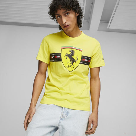 Ferrari környakú póló, Big shield, heritage, sárga - FansBRANDS®