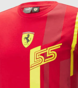 Ferrari környakú póló, Carlos Sainz LK, piros, 2023 - FansBRANDS® - HU