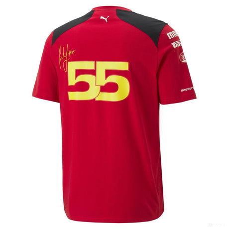 Ferrari környakú póló, csapat, Carlos Sainz, piros, 2023 - FansBRANDS®