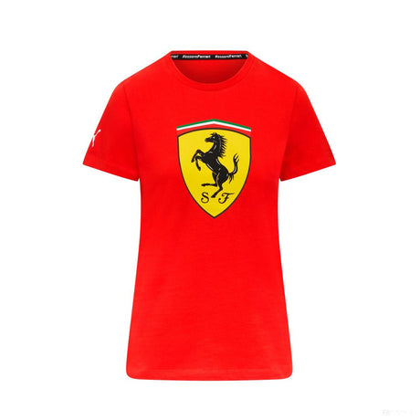 Ferrari környakú póló, nagy pajzsos, női, piros - FansBRANDS®