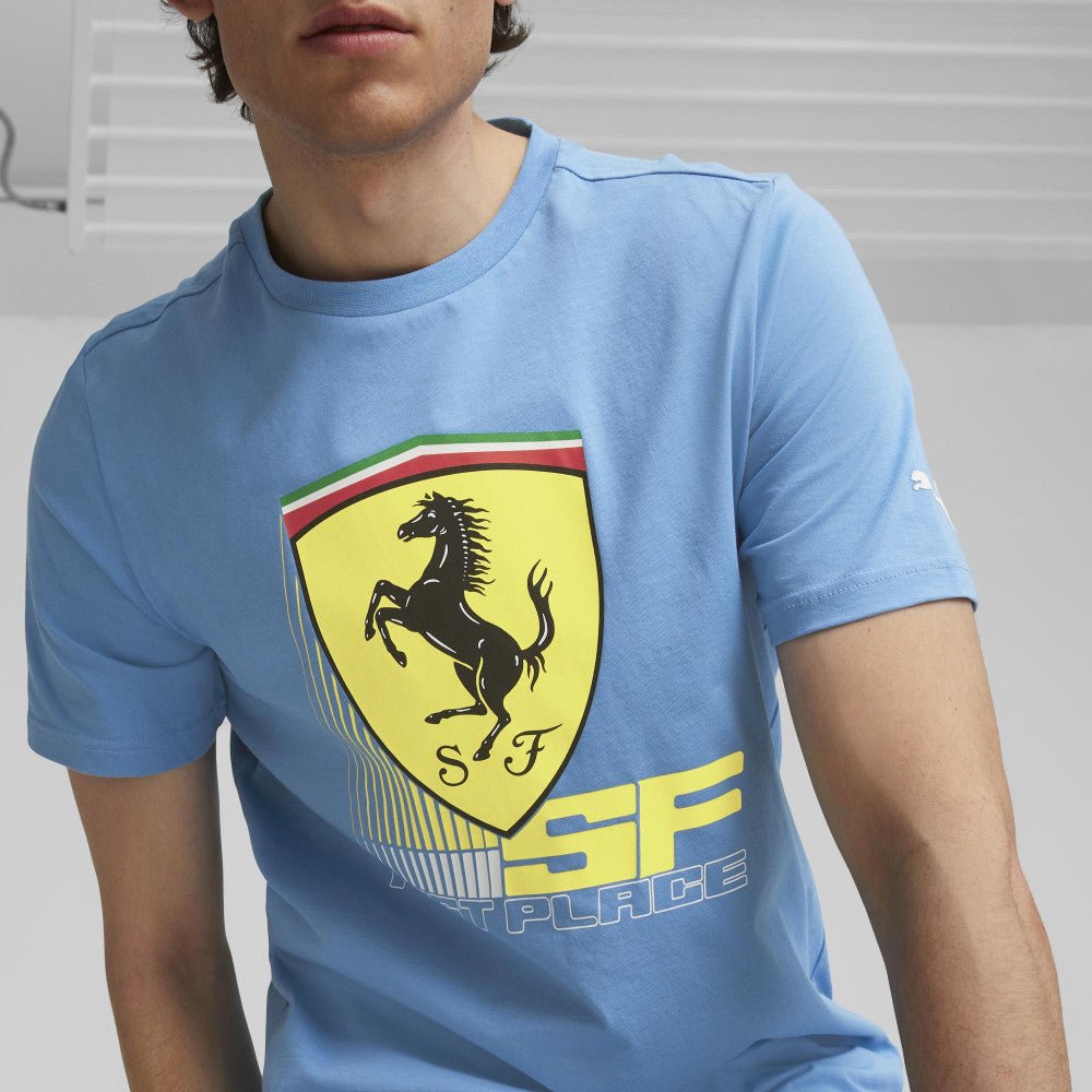 Ferrari környakú póló, Puma, Big shield, race colored, kék - FansBRANDS®