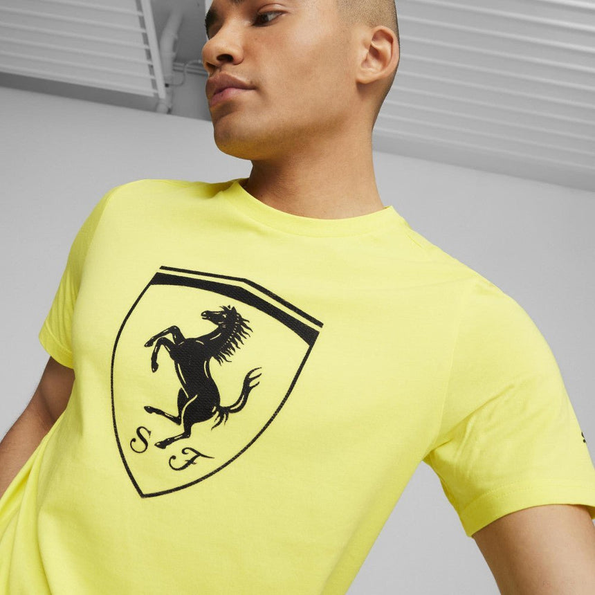 Ferrari környakú póló, Puma, Big shield Speed, sárga - FansBRANDS® - HU