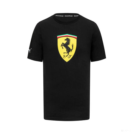 Ferrari környakú póló, Puma, nagy pajzsos, fekete - FansBRANDS®