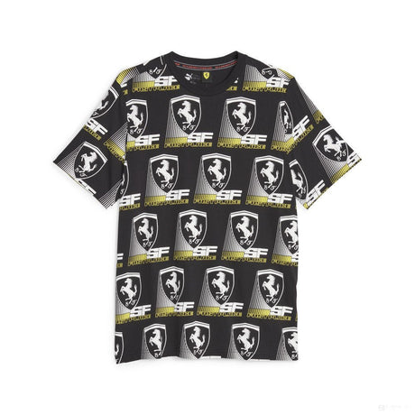 Ferrari környakú póló, Puma, Race AOP 2, fekete - FansBRANDS® - HU