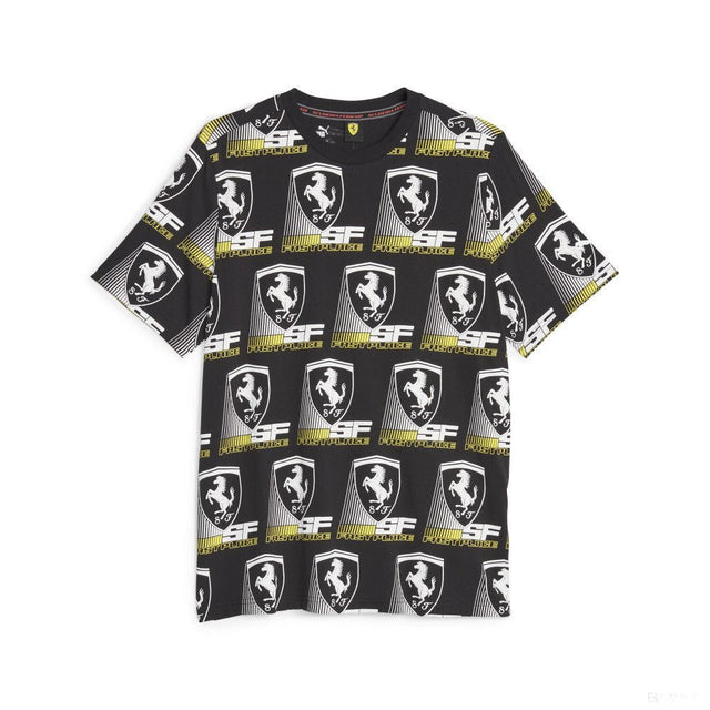 Ferrari környakú póló, Puma, Race AOP 2, fekete - FansBRANDS® - HU