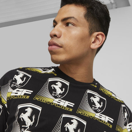 Ferrari környakú póló, Puma, Race AOP 2, fekete - FansBRANDS®