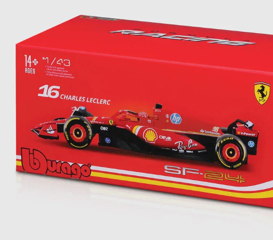 Ferrari SF-24 Akril Doboz - Charles Leclerc Modellautó, Piros, Bburago