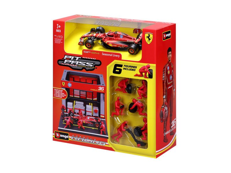 Ferrari modellkészlet, pit belépő, bburago, 1:43, Charles Leclerc, 16, SF - 24 - FansBRANDS®