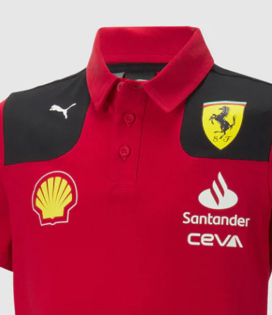 Ferrari galléros póló, Puma, csapat, gyerek, piros, 2023