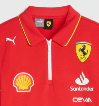Ferrari galléros póló, Puma, csapat, gyerek, piros, 2024