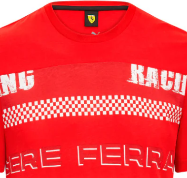 Ferrari T-Shirt mit Rundhalsausschnitt, Grafik, rot
