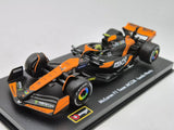 McLaren Modell Autó - Bburago Lando Norris - Miami Festés - Akril Doboz - MCL38
