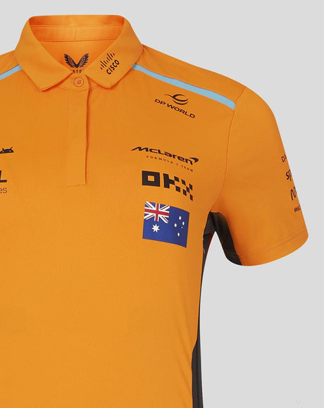 McLaren galléros póló, Castore, Oscar Piastri, női, narancssárga - FansBRANDS®